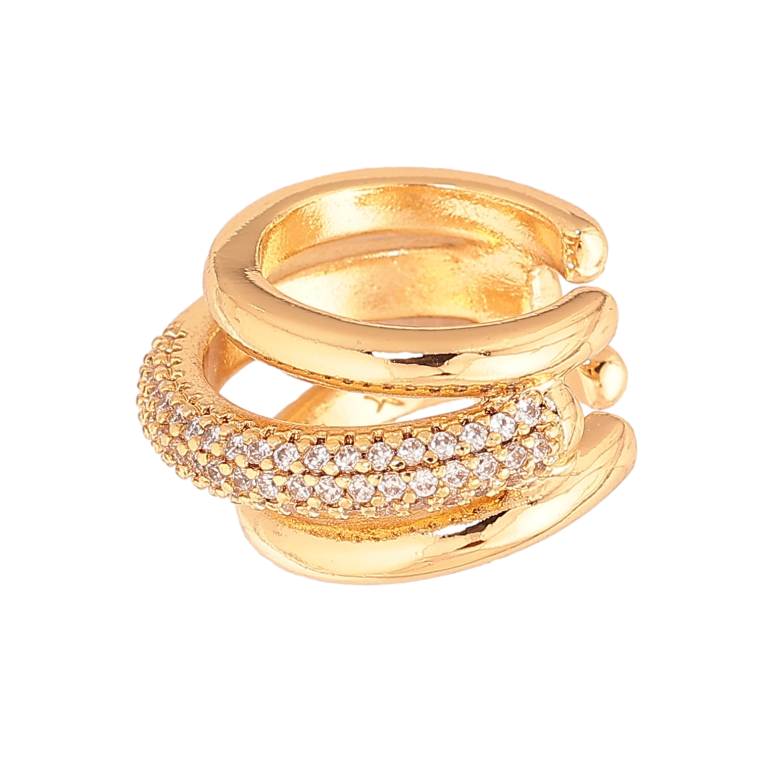 Серьги Xuping цвет Позолота 18K моно-каффа "Узор с кристаллами" (1 шт) фото №1