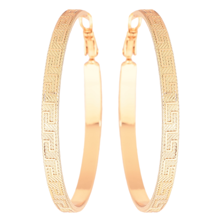 Серьги Xuping цвет позолота 18K кольца (конго) греческий узор ø 5см фото №24