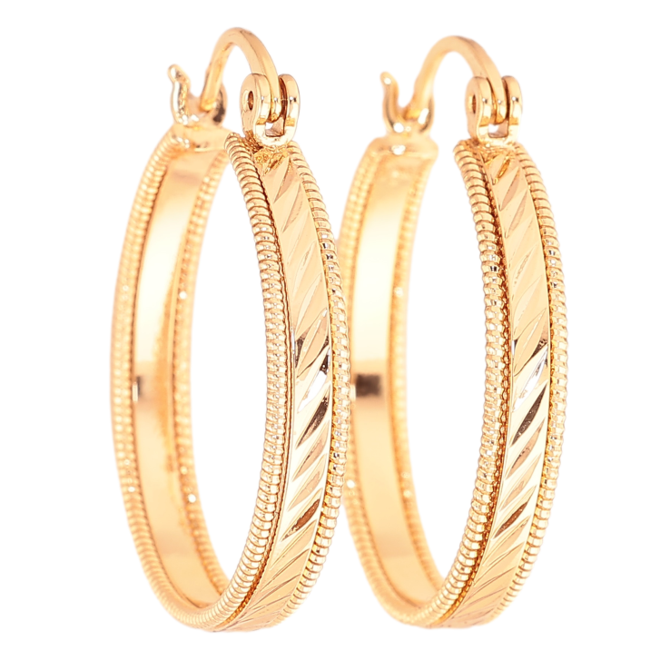 Сережки Xuping колір позолота 18K кільця (конго) декоративний візерунок ø 2.5см фото №22