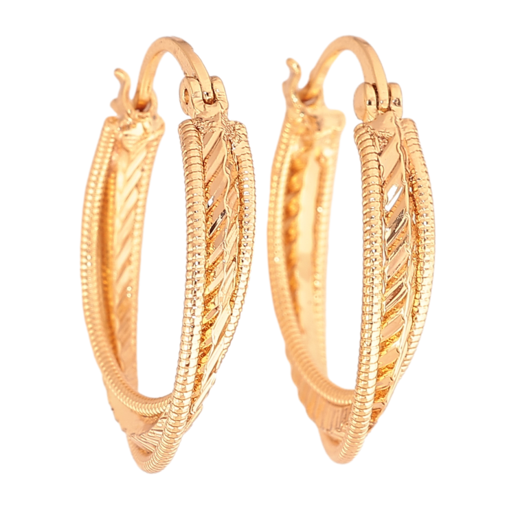 Сережки Xuping колір позолота 18K кільця (конго) декоративний візерунок ø 2см фото №19