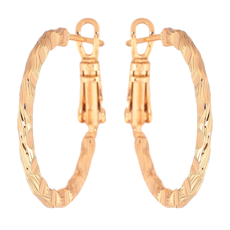 Сережки Xuping колір позолота 18K кільця (конго) декоративний візерунок ø 2.5см фото №1 Сережки Xuping колір позолота 18K кільця (конго) декоративний візерунок ø 2.5см фото №1