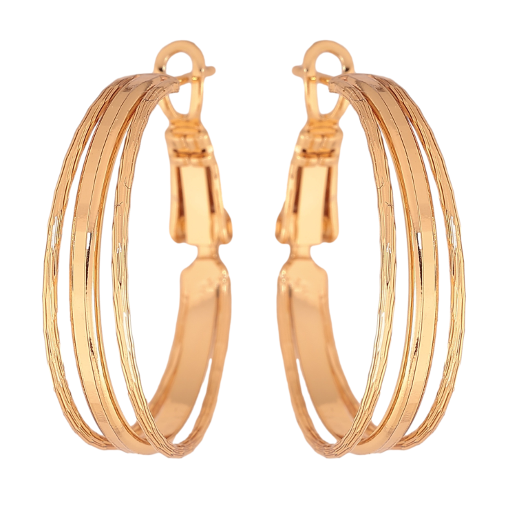 Сережки Xuping колір позолота 18K кільця (конго) декоративний візерунок ø 2.5см фото №23