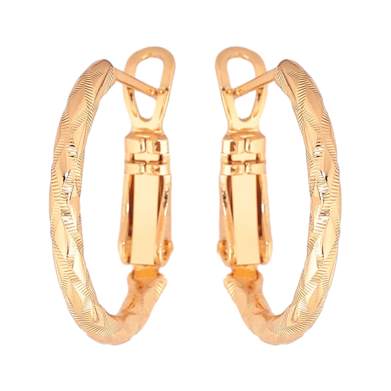 Сережки Xuping колір позолота 18K кільця (конго) декоративний візерунок ø 2см фото №1