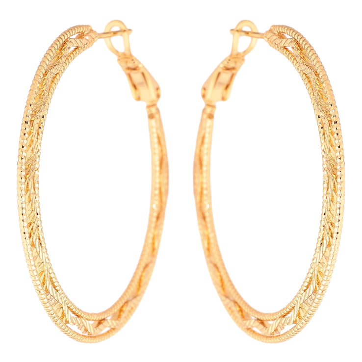 Серьги Xuping цвет позолота 18K кольца (конго) декоративный узор ø 4см фото №10