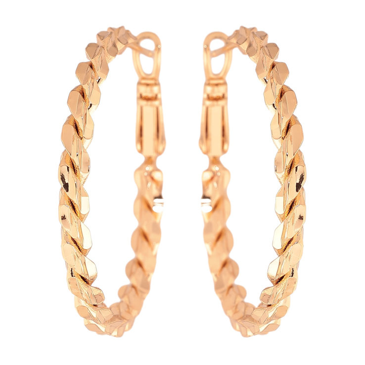 Серьги Xuping цвет позолота 18K кольца (конго) декоративный узор ø 3.5см фото №2