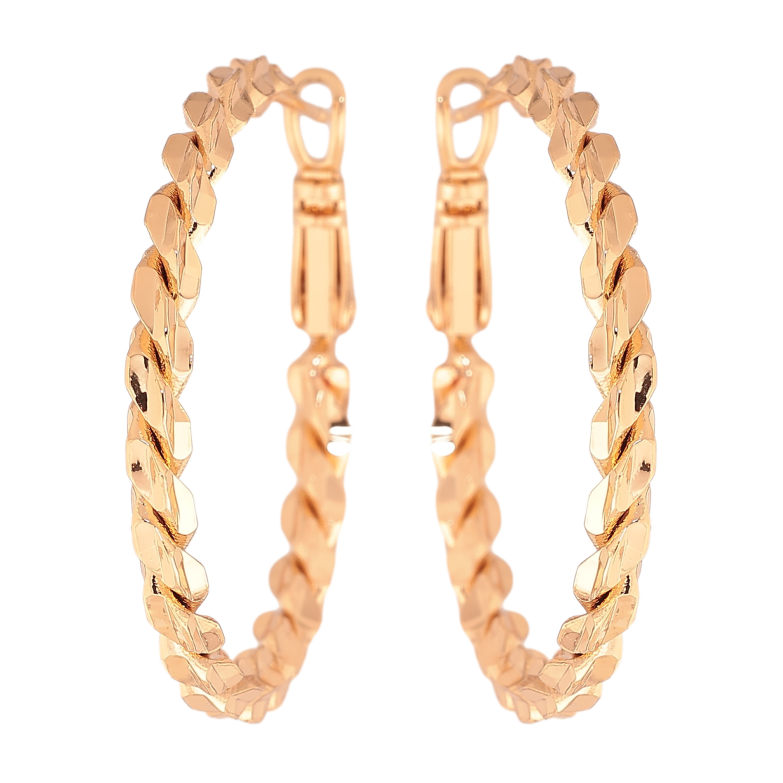 Сережки Xuping колір позолота 18K кільця (конго) декоративний візерунок ø 3.5см фото №1 Сережки Xuping колір позолота 18K кільця (конго) декоративний візерунок ø 3.5см фото №1