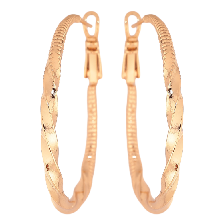 Сережки Xuping колір позолота 18K кільця (конго) декоративний візерунок ø 4см фото №1