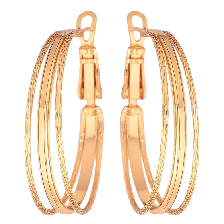 Серьги Xuping цвет позолота 18K кольца (конго) декоративный узор ø 3см фото №1 Серьги Xuping цвет позолота 18K кольца (конго) декоративный узор ø 3см фото №1