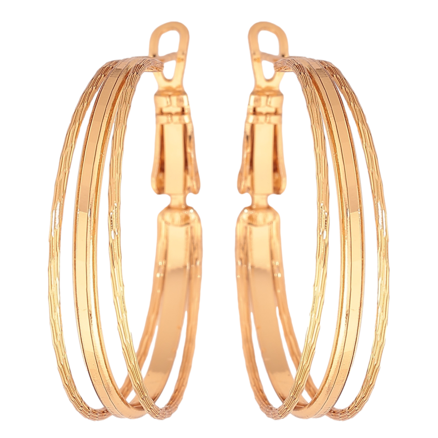 Серьги Xuping цвет позолота 18K кольца (конго) декоративный узор ø 3см фото №1 Серьги Xuping цвет позолота 18K кольца (конго) декоративный узор ø 3см фото №1