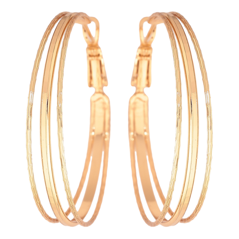 Серьги Xuping цвет позолота 18K кольца (конго) декоративный узор ø 4см фото №1 Серьги Xuping цвет позолота 18K кольца (конго) декоративный узор ø 4см фото №1