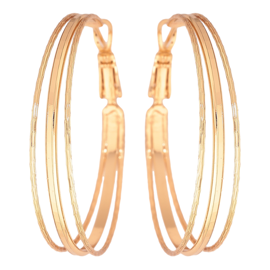 Серьги Xuping цвет позолота 18K кольца (конго) декоративный узор ø 4см фото №1 Серьги Xuping цвет позолота 18K кольца (конго) декоративный узор ø 4см фото №1