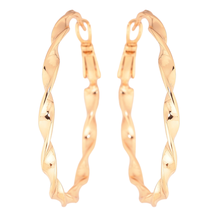 Серьги Xuping цвет позолота 18K кольца (конго) декоративный узор ø 4см фото №12