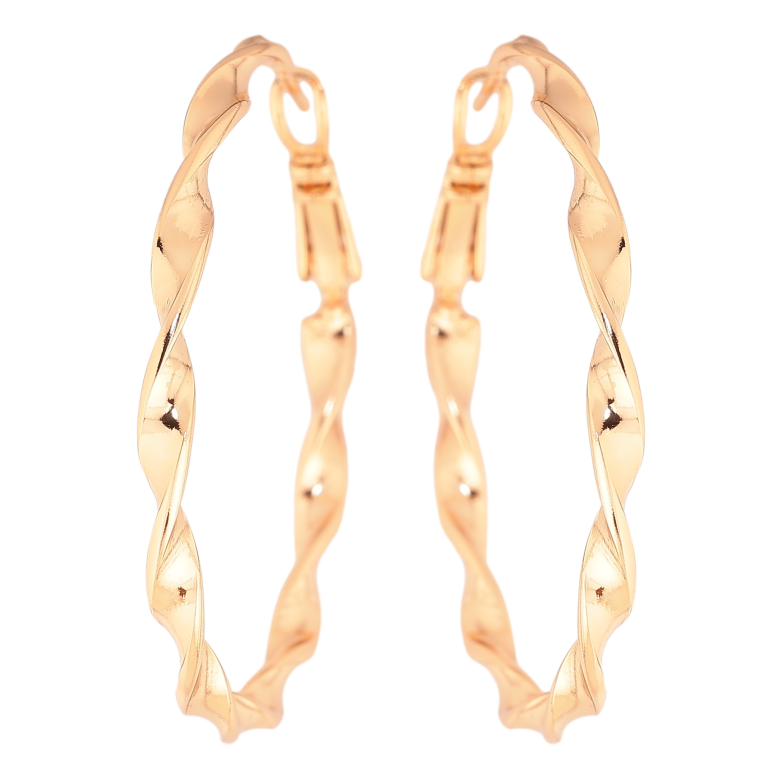 Сережки Xuping колір позолота 18K кільця (конго) декоративний візерунок ø 4см фото №1