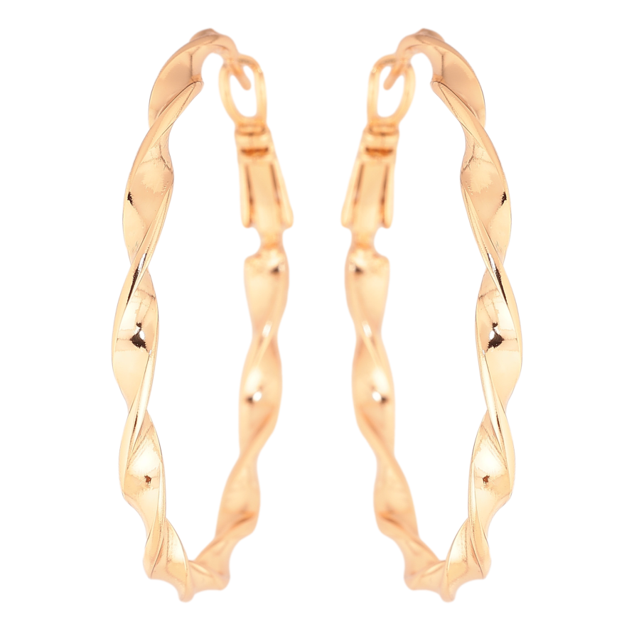 Сережки Xuping колір позолота 18K кільця (конго) декоративний візерунок ø 4см фото №1