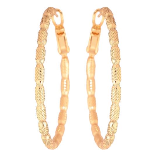 Серьги Xuping цвет позолота 18K кольца (конго) декоративный узор ø 4см фото №1