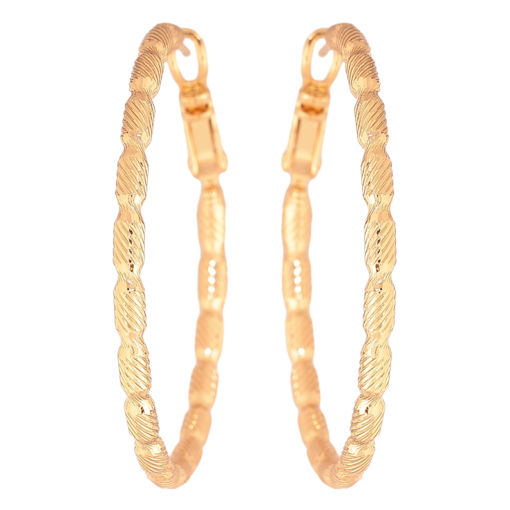 Серьги Xuping цвет позолота 18K кольца (конго) декоративный узор ø 4см фото №21