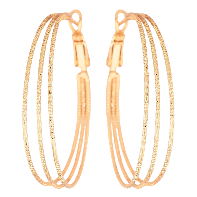 Серьги Xuping цвет позолота 18K кольца (конго) декоративный узор ø 4см фото №1 Серьги Xuping цвет позолота 18K кольца (конго) декоративный узор ø 4см фото №1