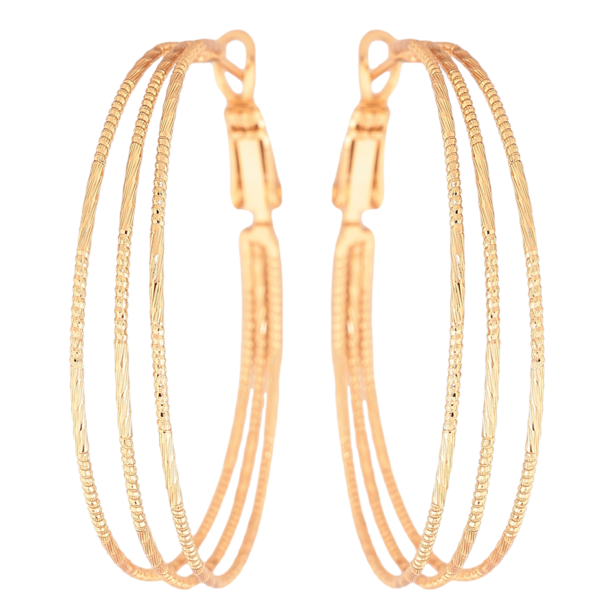 Серьги Xuping цвет позолота 18K кольца (конго) декоративный узор ø 4см фото №1 Серьги Xuping цвет позолота 18K кольца (конго) декоративный узор ø 4см фото №1