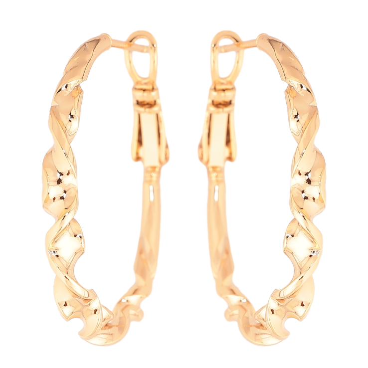 Серьги Xuping цвет позолота 18K кольца (конго) декоративный узор ø 3см фото №8