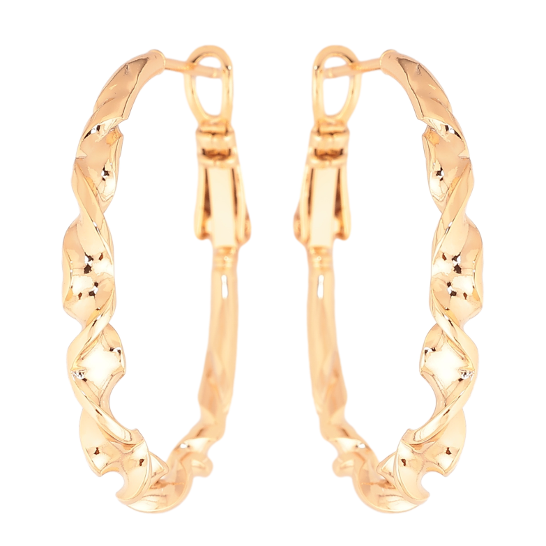 Сережки Xuping колір позолота 18K кільця (конго) декоративний візерунок ø 3см фото №1 Сережки Xuping колір позолота 18K кільця (конго) декоративний візерунок ø 3см фото №1