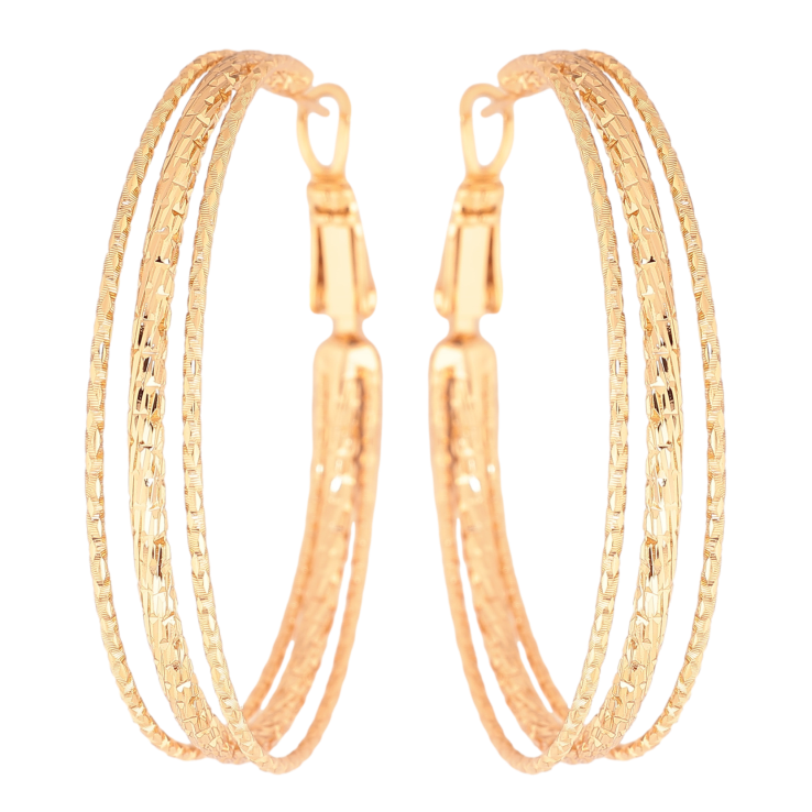 Серьги Xuping цвет позолота 18K кольца (конго) декоративный узор ø 4см фото №16