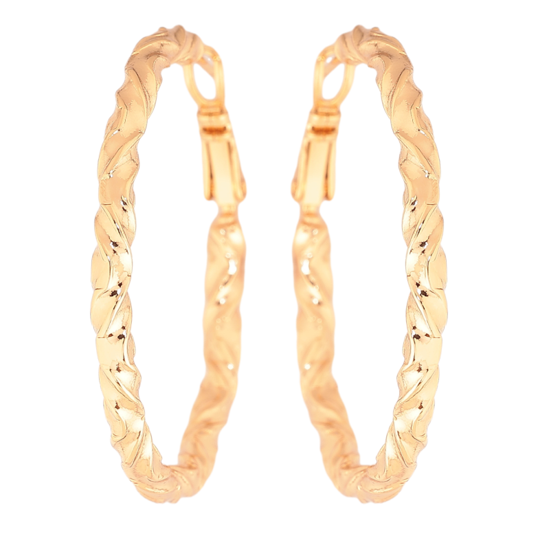 Серьги Xuping цвет позолота 18K кольца (конго) декоративный узор ø 4см фото №1