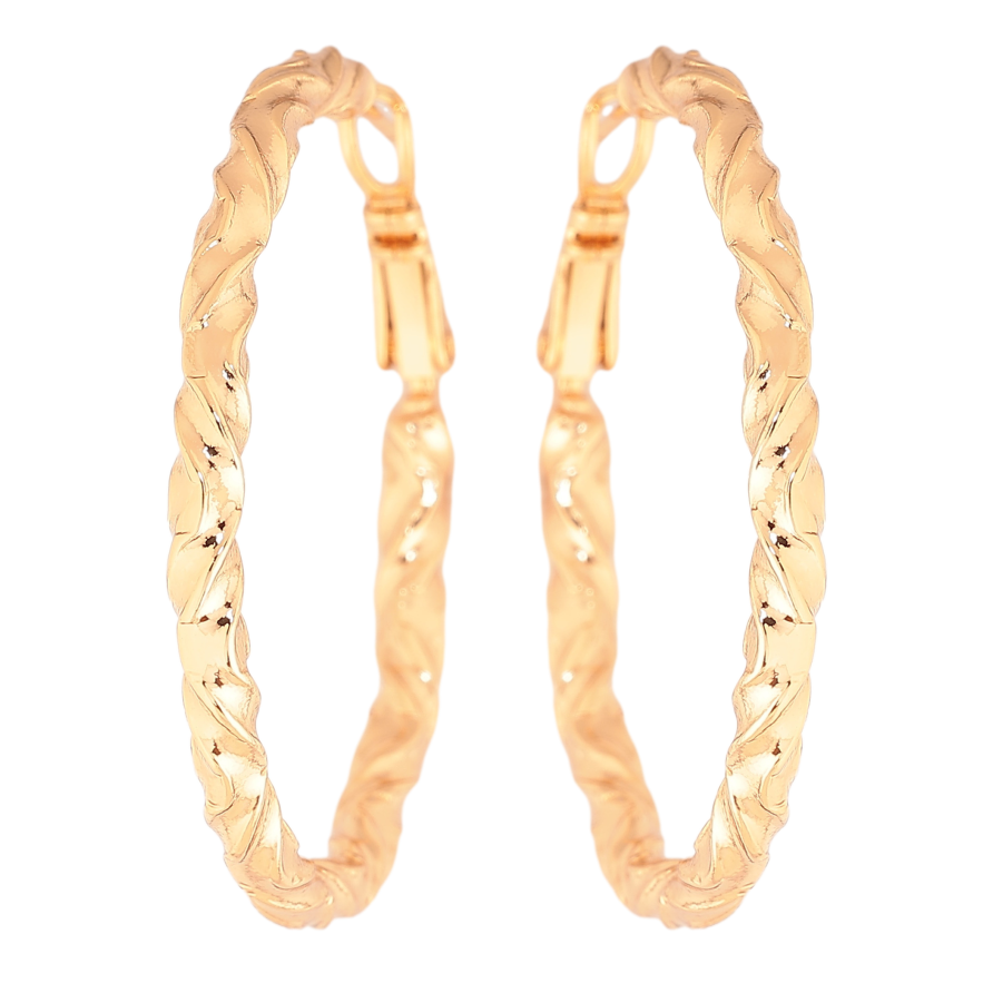 Сережки Xuping колір позолота 18K кільця (конго) декоративний візерунок ø 4см фото №1