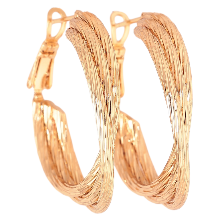 Серьги Xuping цвет позолота 18K кольца (конго) декоративный узор ø 3см фото №3 Серьги Xuping цвет позолота 18K кольца (конго) декоративный узор ø 3см фото №3