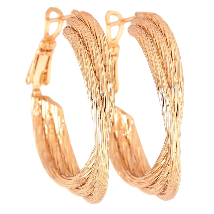 Серьги Xuping цвет позолота 18K кольца (конго) декоративный узор ø 3см фото №1 Серьги Xuping цвет позолота 18K кольца (конго) декоративный узор ø 3см фото №1