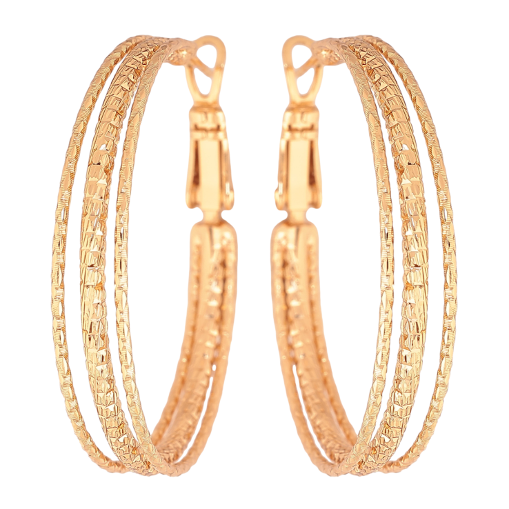 Серьги Xuping цвет позолота 18K кольца (конго) декоративный узор ø 3.5см фото №11