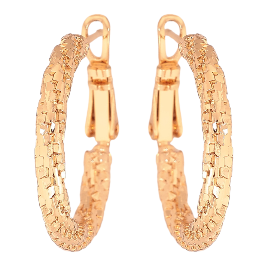 Серьги Xuping цвет Позолота 18K кольца (конго) "Декоративный узор" ø 2.5см фото №1