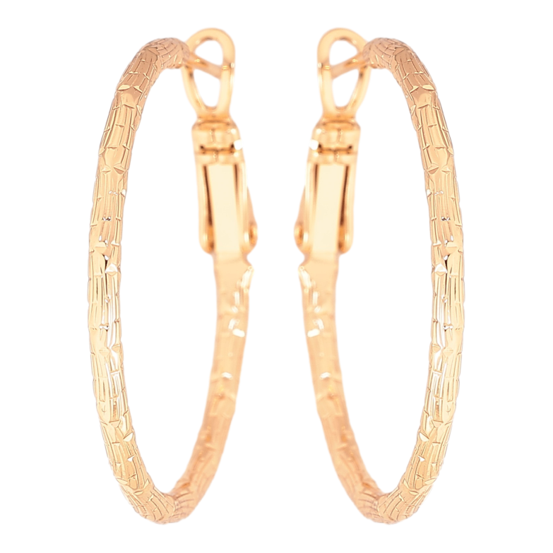 Серьги Xuping цвет Позолота 18K кольца (конго) "Декоративный узор" ø 3см фото №1