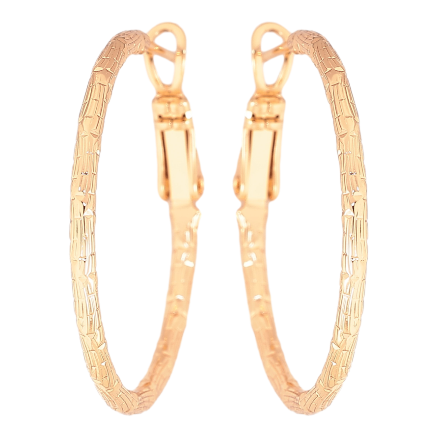 Серьги Xuping цвет Позолота 18K кольца (конго) "Декоративный узор" ø 3см фото №1