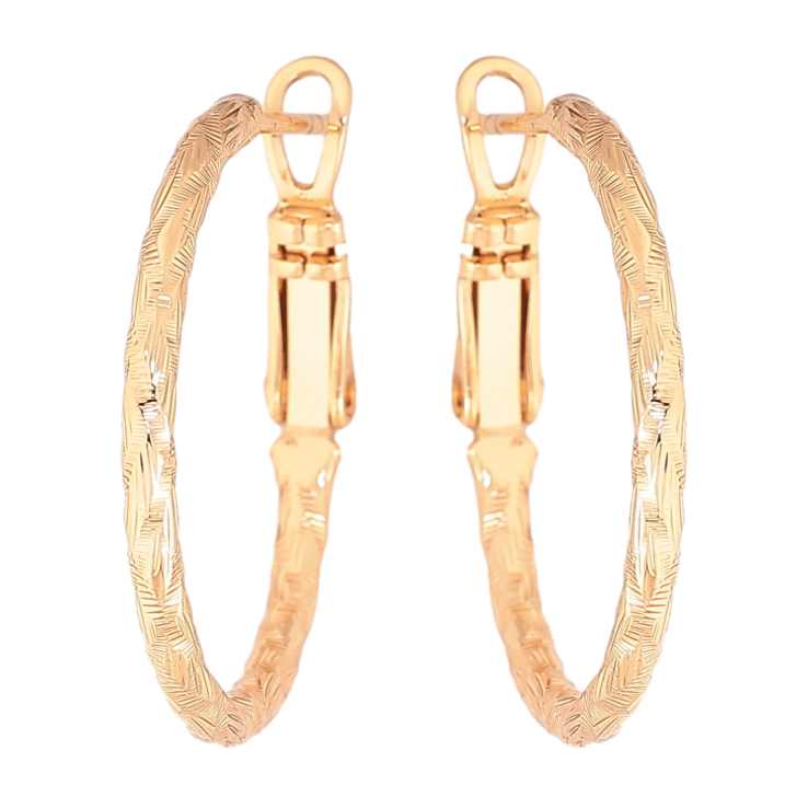 Серьги Xuping цвет Позолота 18K кольца (конго) "Декоративный узор" ø 2.5см фото №18