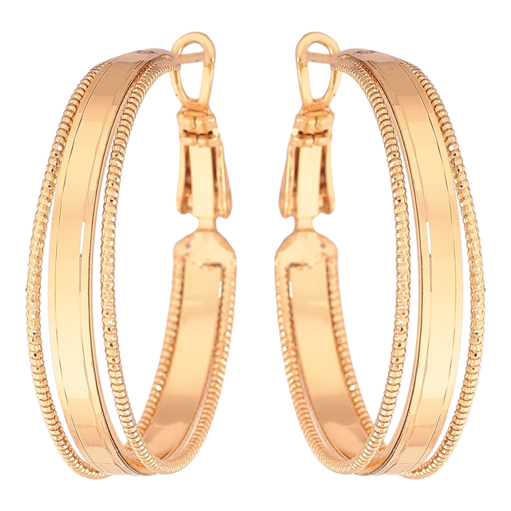 Серьги Xuping цвет Позолота 18K кольца (конго) "Декоративный узор" ø 3см фото №16