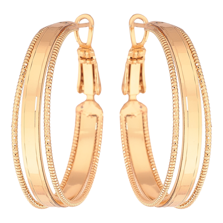 Серьги Xuping цвет Позолота 18K кольца (конго) "Декоративный узор" ø 3см фото №1