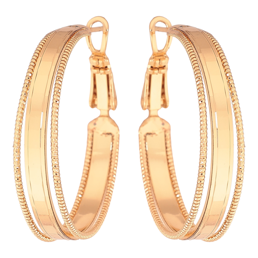 Серьги Xuping цвет Позолота 18K кольца (конго) "Декоративный узор" ø 3см фото №1