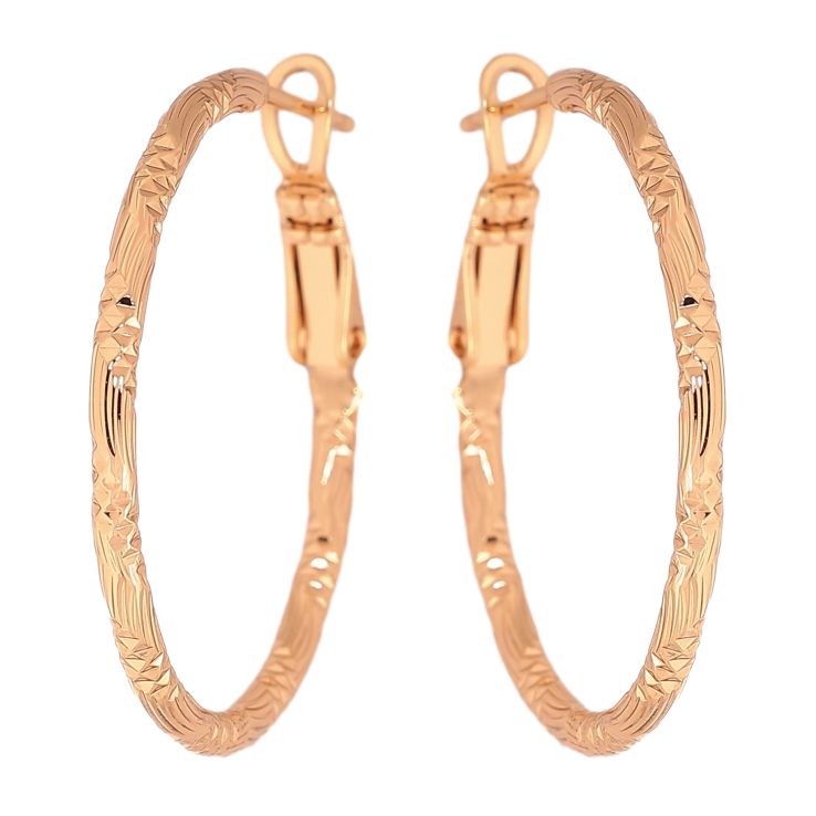 Серьги Xuping цвет Позолота 18K кольца (конго) "Декоративный узор" ø 3см фото №9