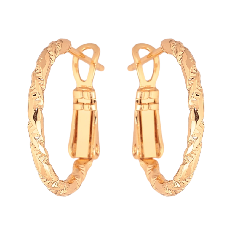 Сережки Xuping колір Позолота 18K кільця (конго) "Декоративний візерунок" ø 2см фото №1 Сережки Xuping колір Позолота 18K кільця (конго) "Декоративний візерунок" ø 2см фото №1