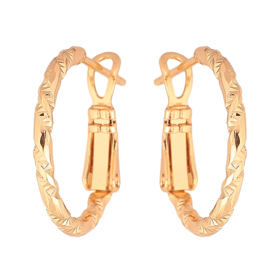 Сережки Xuping колір Позолота 18K кільця (конго) "Декоративний візерунок" ø 2см фото №1