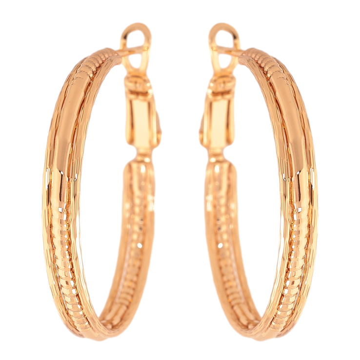 Сережки Xuping колір Позолота 18K кільця (конго) "Декоративний візерунок" ø 3см фото №22