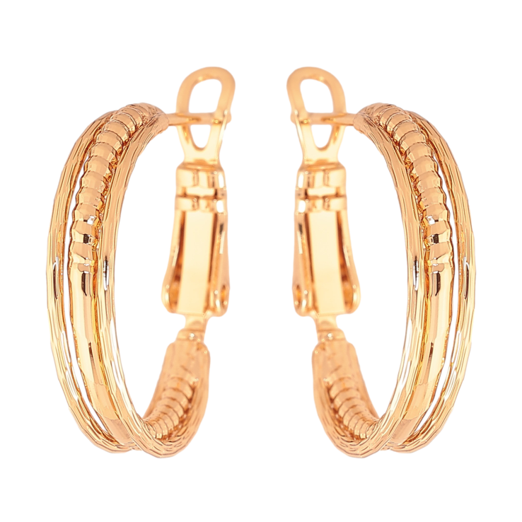 Сережки Xuping колір Позолота 18K кільця (конго) "Декоративний візерунок" ø 2см фото №15