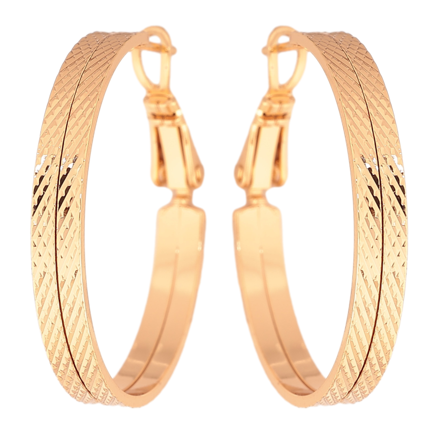 Серьги Xuping цвет Позолота 18K кольца (конго) "Декоративный узор" ø 3см фото №1