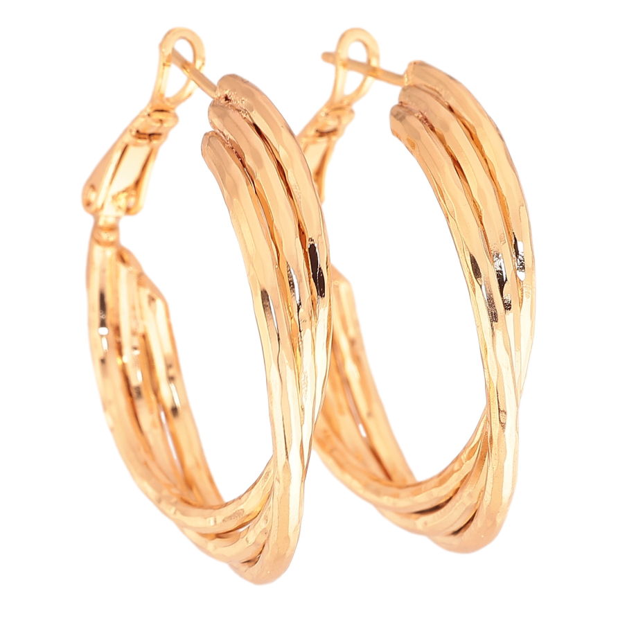 Серьги Xuping цвет Позолота 18K кольца (конго) "Декоративный узор" ø 3см фото №1