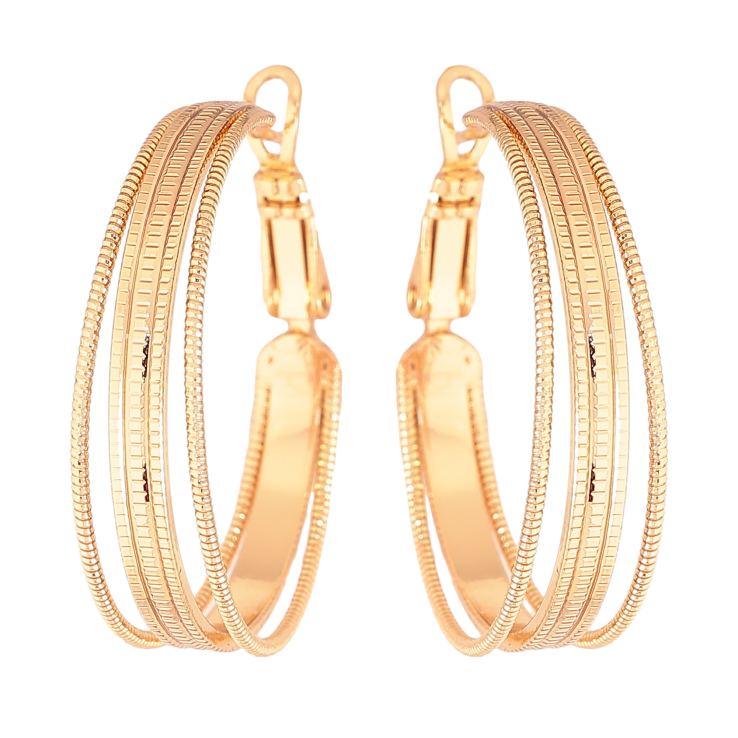 Серьги Xuping цвет Позолота 18K кольца (конго) "Декоративный узор" ø 3см фото №10