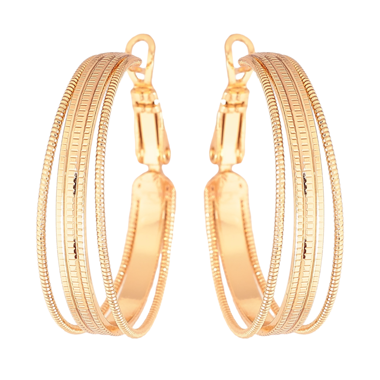 Серьги Xuping цвет Позолота 18K кольца (конго) "Декоративный узор" ø 3см фото №1