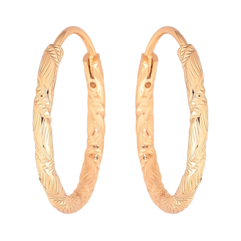 Серьги Xuping цвет Позолота 18K кольца (конго) "Декоративный узор" ø 2см фото №2