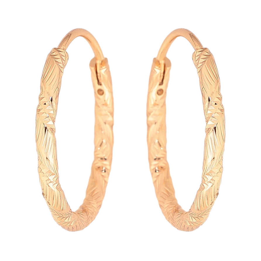 Серьги Xuping цвет Позолота 18K кольца (конго) "Декоративный узор" ø 2см фото №1