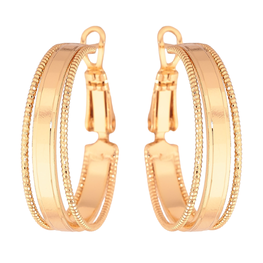 Сережки Xuping колір Позолота 18K кільця (конго) "Декоративний візерунок" ø 2.5см фото №1