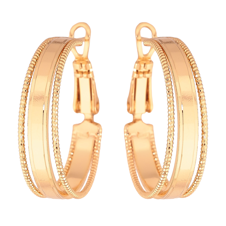 Серьги Xuping цвет Позолота 18K кольца (конго) "Декоративный узор" ø 2.5см фото №1